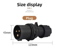 Prise d'alimentation pour éclairage de scène, étanche IP44, ignifuge, noire, 3 pôles, 16A, connecteur industriel aéronautique, 220-240V