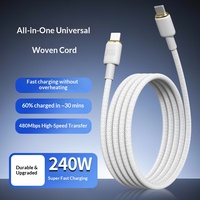 Câble de charge super rapide 240W direct usine, compatible avec les appareils Android série Type-C, modèle tressé étendu T6
