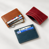 Porte-cartes vintage personnalisé avec logo, en cuir Crazy Horse, multi-fentes, minimaliste, pour hommes, avec poche avant