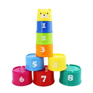 Nieuwe Product Kleurrijke Leuke Educatief Spel Plastic Baby Stapelen Cups Gift Voor Kids