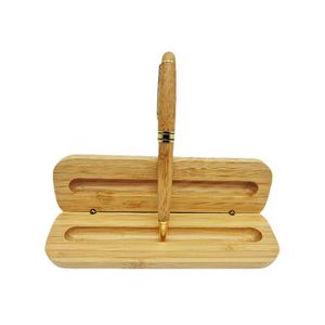 Stylo à bille en bambou écologique de luxe personnalisé Maxfree dans un coffret cadeau en bois assorti, stylo en bois avec étui en bois 1,0 mm - Product Image 6