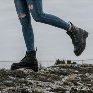 Botines de Invierno para Mujer, Estilo Inglés, con Cierre Frontal, Antideslizantes, de Piel Genuina, Tacón Medio, Plataforma, Diseño Litchi - Product Image 3