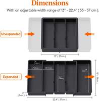 Organisateur d'ustensiles extensible moderne et écologique pour tiroirs de cuisine, plateau de cuisson à 3 à 5 compartiments