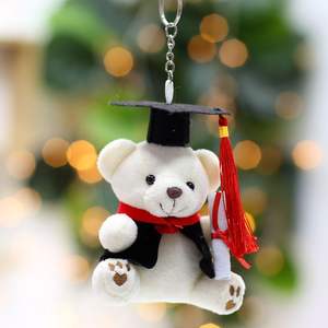 Sıcak satış <span class=keywords><strong>Dr</strong></span> mezuniyet oyuncak ayı doktor köpek şapka gözlük ayı peluş bebek oyuncak anahtarlık Ragdoll kolye hatıra hediye - Product Image 3