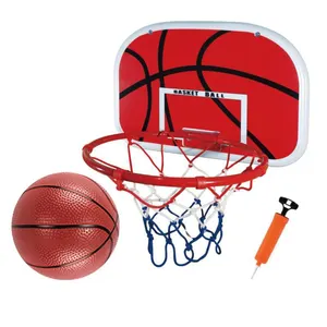 Mini cerceau de basket-ball intérieur Jeu de basket-ball de tir mural avec filet et ensemble de planche de basket-ball à pompe