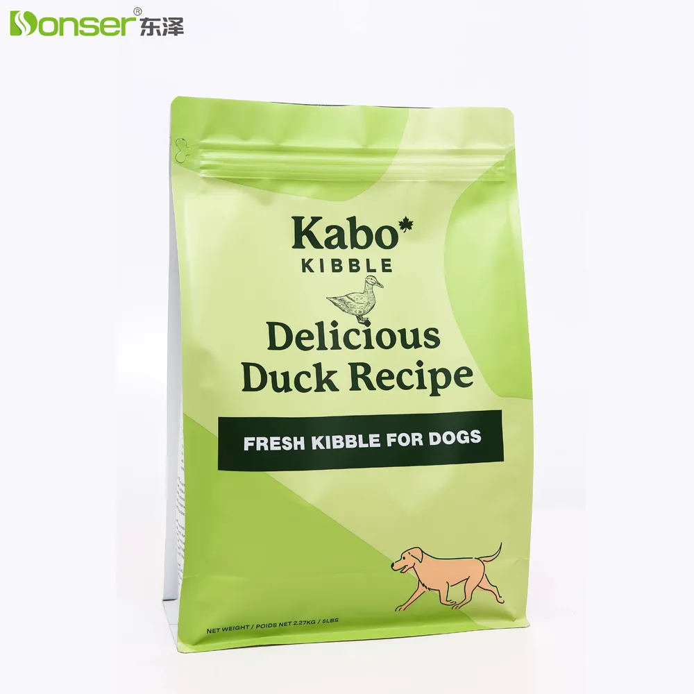 Pabrik kemasan makanan anjing OEM & ODM 5lbs kustom anti bau blok daur ulang dasar makanan hewan peliharaan makanan hewan peliharaan plastik tas kemasan