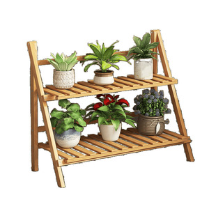 Étagère à fleurs pour balcon, étagère de rangement sur pied, étagère à plantes succulentes pour rebord de fenêtre intérieur, étagère de salon en bois massif, pliable - Product Image 5