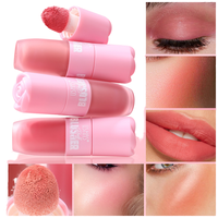 2025 Hot-Selling 6 couleurs Blush crème imperméable longue durée avec tête d'éponge rose fleur joue et teinte pour les lèvres