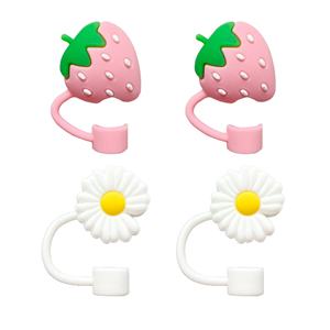 Lot de 4 capuchons de paille en silicone personnalisables et mignons pour accessoires de tasses à eau et de vaisselle - Product Image 6