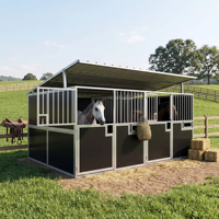 Écurie à chevaux en métal personnalisée 2,5 x 4 m, abri extérieur portable pour chevaux avec toit en bambou et structure en acier, abri équestre