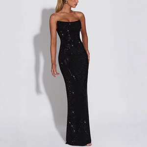 ชุดเดรสผู้หญิงขายดีรุ่นใหม่ปี 2026: ชุดราตรียาวประดับเลื่อมแบบไม่มีแขนทรงเข้ารูปสวยหรู - Product Image 4