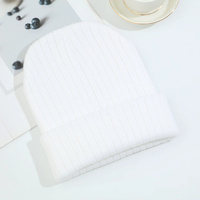 Bonnet d'hiver tricoté double couche à rayures épaisses, personnalisable avec logo, avec revers épaissi, tendance pour le style urbain