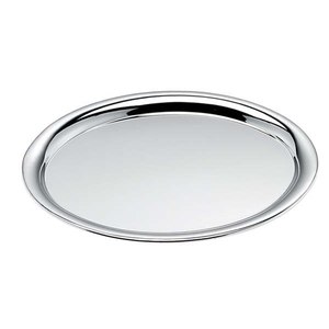 Plateau décoratif ovale 220x287mm en acier chromé et acier inoxydable, design carré élégant pour le service et la présentation des aliments - Product Image 1