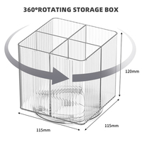 Organisateur de bureau rotatif à 360° transparent, écologique, multi-compartiments, dégradé, multi-usages, porte-pinceaux de maquillage et porte-stylos pour coiffeuse