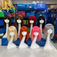 Perruques brésiliennes transparentes en dentelle pour cheveux humains, lisses et soyeuses, avec frange, cheveux de bébé, extensions courtes bob, petites, fabriquées à la machine, vente en gros