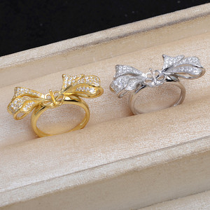 Anneau exagéré en argent S925, accessoire de bricolage, bijoux en perles, support vide 16-19, anneaux semi-finis tendance - JG5932 - Product Image 3