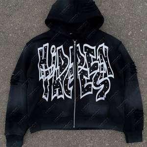 Fabricantes de Sudaderas con Capucha Personalizadas de Alta Calidad Pantalones de Chándal Sueltos de Gran Gramaje Sudaderas con Capucha Estampadas Oversize para Hombre - Product Image 3