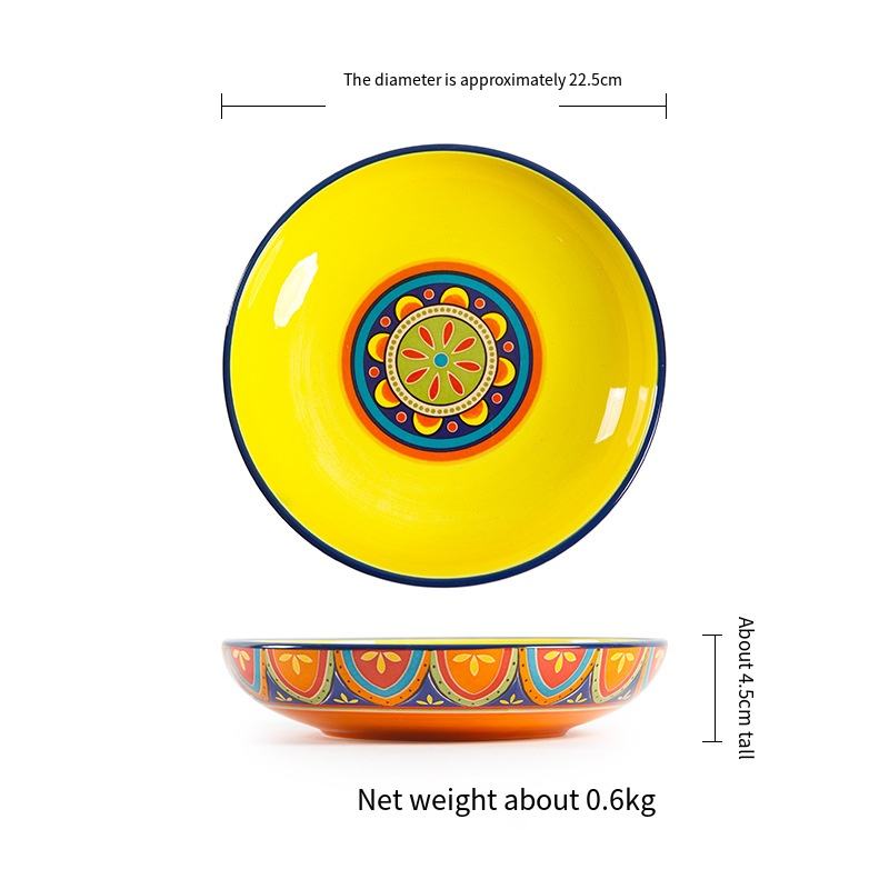 Latin -9 inch deep plate-orange