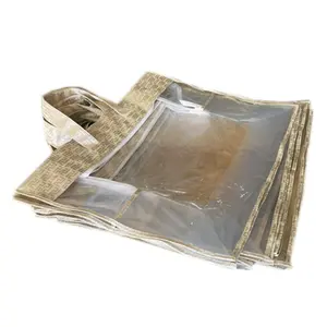 Transparent Vinyl PP PE PET PVC Zipper Bag With White Non-Woven Fabric Edging And Handle Accept Customization