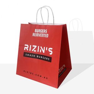 Bolsa de Regalo de Papel Kraft Roja de Lujo, Personalizable, Reciclable, para Tiendas de Ropa, Supermercados y Restaurantes - Product Image 1