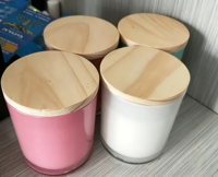 Bocaux en verre pour bougies de 10 oz, rose irisé, contenants épaissis, couvercles en bambou, étiquettes personnalisées, logo, fabrication artisanale de bougies, support pour bougies