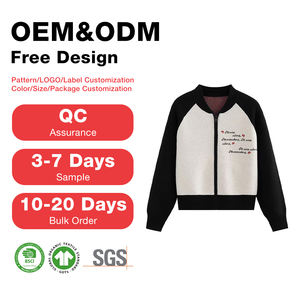 <span class=keywords><strong>Cardigan</strong></span> Cappotto da <span class=keywords><strong>Donna</strong></span> OEM ODM <span class=keywords><strong>con</strong></span> Zip in 100% Lana a Maglia, Collo Alto e Blocchi di Colore, Top Casual Caldo Invernale - Product Image 1