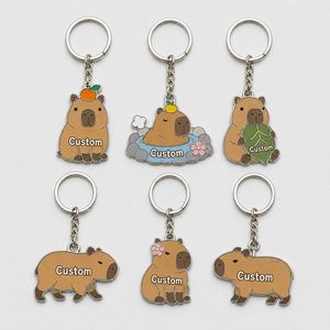 Vente en gros de porte-clés Capibara personnalisés de haute qualité, porte-clés mignons, adorables animaux, cadeaux pour enfants, décorations, porte-clés en métal - Product Image 1