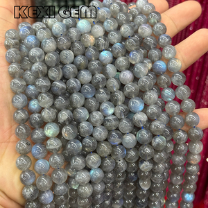 Cuentas de Labradorita Natural Gris al por Mayor, 4mm 6mm 8mm 10mm 12mm, Cuentas Redondas Sueltas de Labradorita Natural con Destello Azul para Pulseras DIY - Product Image 5