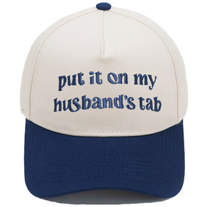 Parole divertenti messe sul mio marito tab ricamato Hard Top berretto da Baseball da uomo e da donna a tesa curva alla moda Snapback - Product Image 3