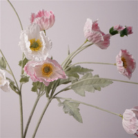 Künstliche 4-Köpfige Mohnblume aus Seide mit Echtgefühl für Wohnzimmer, Schlafzimmer, Hochzeit, Veranstaltungen, Blumendekoration im Großhandel