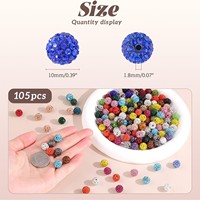 100 perles rondes en céramique de 10 mm avec strass pour la fabrication de bijoux, colliers de baseball, bracelets DIY et artisanat (blanc mélangé)