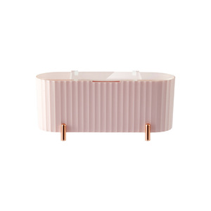 Boîte de rangement cosmétique Hy-0183 avec couvercle et compartiments pour tampons de maquillage, éponges, organisateur de rouges à lèvres, blanc, rose, vert, pâte de haricot - Product Image 4