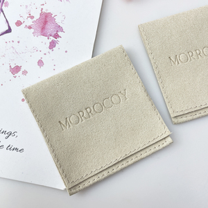 Fine Luxury Beige Microfiber Suede Velvet Bag Custom Jewelry Pouch with logo Jewelry Bag with Flap for Jewelry Packaging Display - Product Image 2