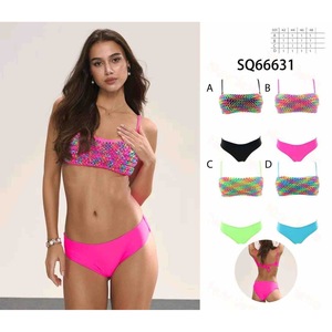 Set bikini taglie forti multicolor con top rosa e slip SQ66631 - Product Image 1