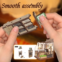 Kit de maison miniature éducatif DIY 2025 – Puzzles en bois écologiques – Kit de maison de poupée miniature DIY style café