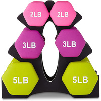 NJ GYM Ensemble d'haltères hexagonaux en néoprène rose avec logo personnalisé Équipement de fitness en acier et fer longue durée Gym populaire en caoutchouc moulé