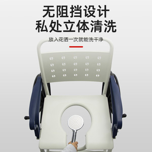 Wheelchair <b>Commode</b> <b>Chair</b> Blue 250 Kg Load Capacity For Seniors And Pregnant Women With Safety Features - Product Image 1