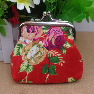 THK0437 Wholesale Fabric Ladies Floral Card Holder Girls Clutch Mini <b>Change</b> <b>Bag</b> Handheld Coin Purse Canvas Short Wallet - Product Image 3