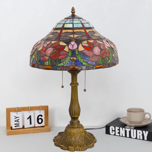 <span class=keywords><strong>Lampe</strong></span> de table de 16 pouces, <span class=keywords><strong>lampe</strong></span> de salon et de chambre à coucher de style rétro américain, <span class=keywords><strong>lampe</strong></span> de bureau en verre coloré luxueuse pour villa et hôtel - Product Image 5