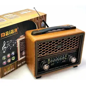 原装迈耶优质木制复古收音机M-2015BT USB插头充电DC桌面复古带音乐闪光灯的usb收音机
