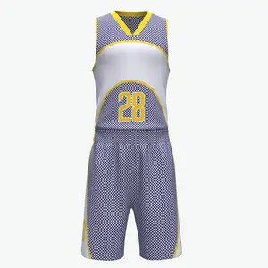 Uniforme de basquete masculino personalizado por atacado, camisas profissionais respiráveis e confortáveis, camisas baratas de basquete NBAA