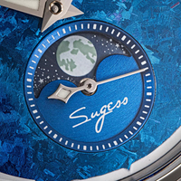 Montre mécanique automatique à phase de lune en titane avec cadran en verre saphir personnalisé 5 ATM pour homme en acier inoxydable, vente en gros