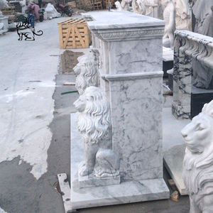 फैक्टरी कस्टम आधुनिक सजावटी हाथ नक्काशीदार शेर मूर्ति चिमनी <span class=keywords><strong>Mantel</strong></span> Carrara संगमरमर चिमनी - Product Image 4