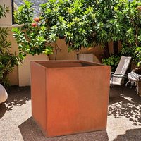 Jardinière carrée en acier corten rouillé durable en forme de cube boîte à fleurs en métal pour jardin, porte d'entrée, patio