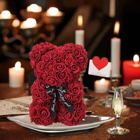 Ours en peluche de fleurs de savon artificielles en mousse PE blanche de 25 cm, fait main, vente en gros d'usine 2026, respectueux de l'environnement pour les mariages