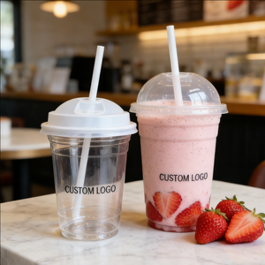 Innovative Clear <b>Plastic</b> Disposable Juice <b>Cups</b> with Covers 12oz 16oz 20oz Capacity for Cold <b>Drinks</b> - Product Image 5