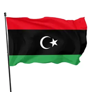 Huiyi Hochwertige Polyester flagge Werbe flagge Libyen mit Welt ländern Druck Rot Schwarz Grün Farbe