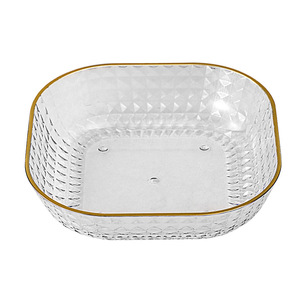 Ánh sáng sang trọng trẻ em vuông trái cây trong suốt tấm nhựa cạnh vàng đẹp mắt trái cây khay trái cây tấm trái cây - Product Image 5