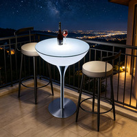 Ensemble de tables de bar lumineuses en plastique LED modernes, table ronde haute illuminée pour cocktails et café, pour hôtels et pubs