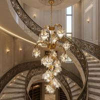 Lustre en cristal sur mesure pour hall d'hôtel européen, escalier, restaurant, villa, salon, chambre à coucher - Vente chaude